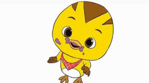 动画片萌鸡小队中嘴巴沾着泥巴的麦奇儿童卡通简笔画