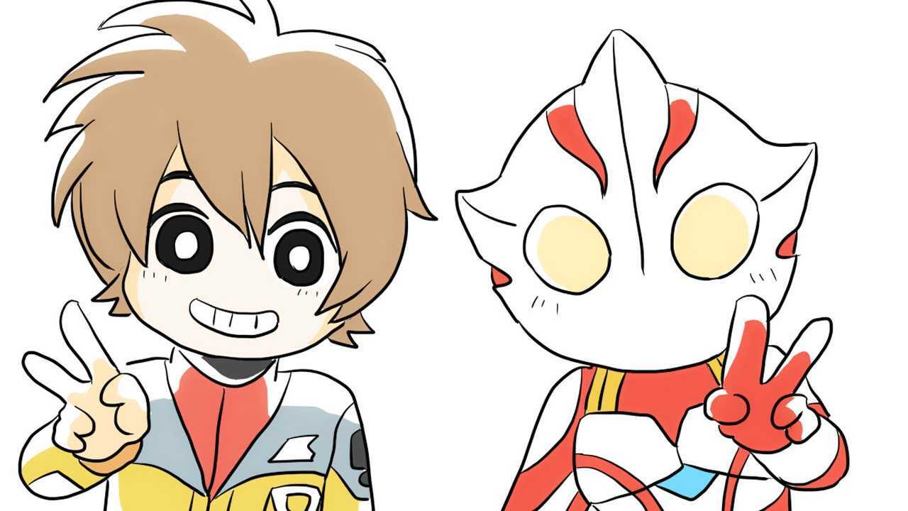 q版可爱的日比野未来与梦比优斯奥特曼儿童卡通简笔画