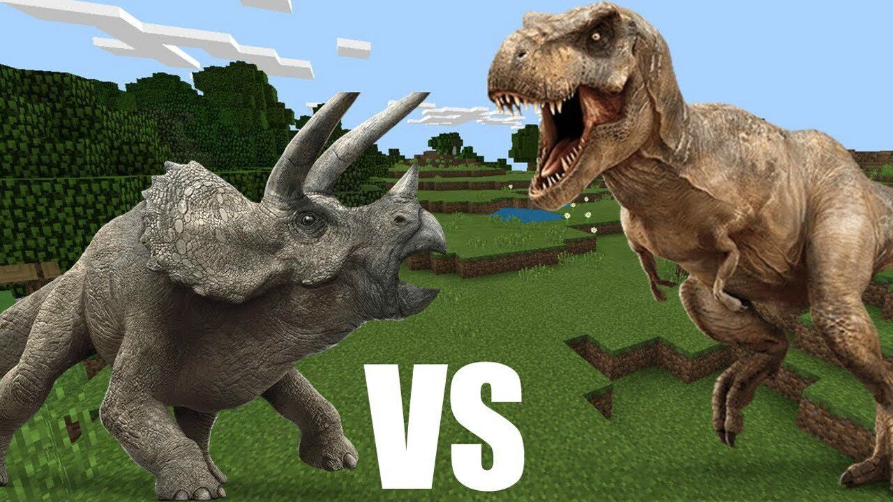 我的世界对战赛三角龙vs霸王龙大神级比赛