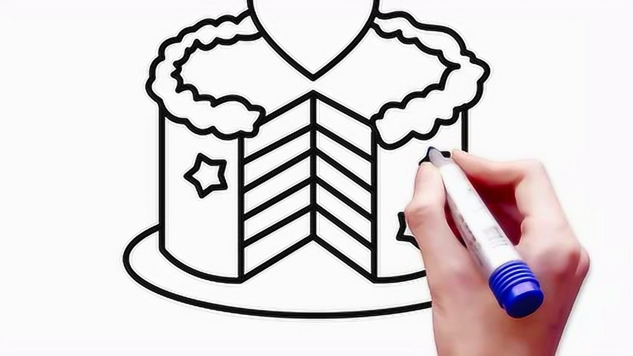 亲子简笔画彩虹生日蛋糕涂颜色abc儿歌