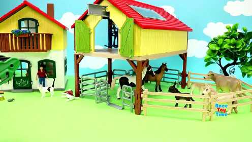 儿童玩具视频 农舍游戏机加家禽动物