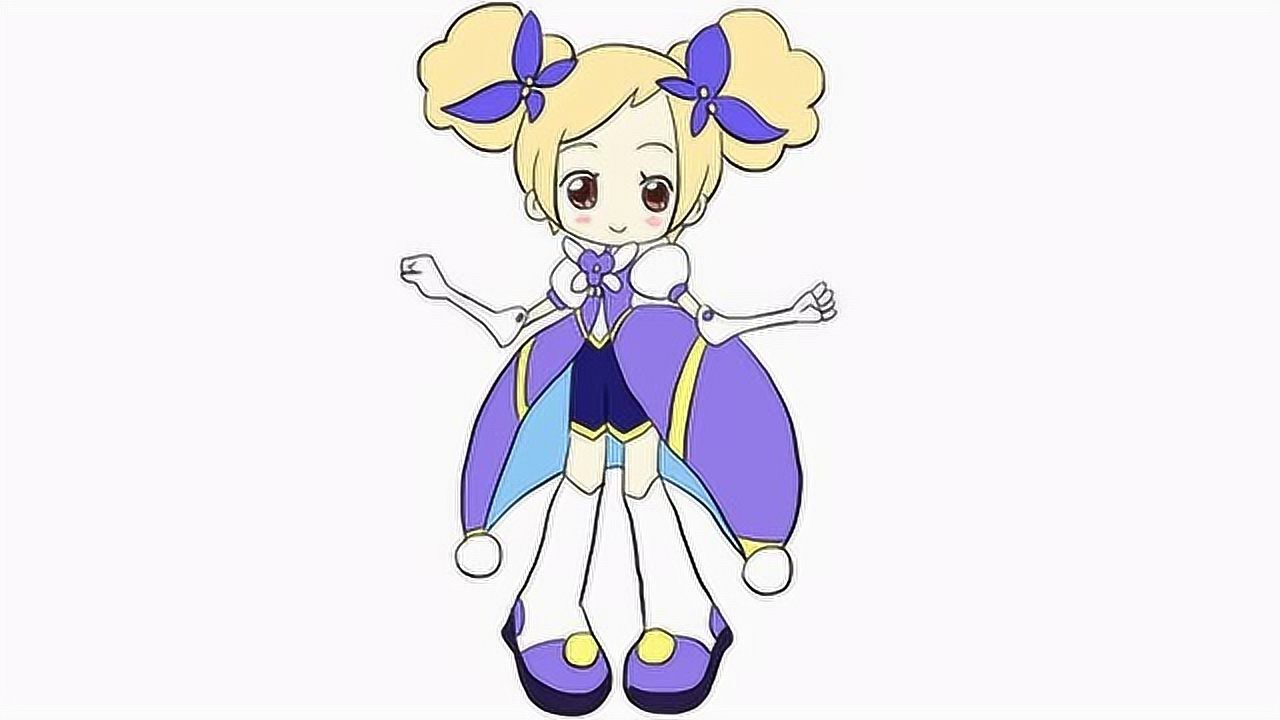 穿着紫色礼服的小花仙夏安安儿童卡通简笔画