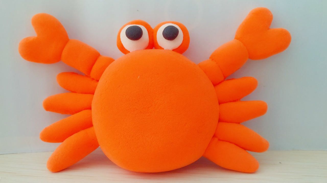 超有趣的橡皮泥制作小螃蟹玩具,亲子创意手工