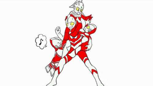 赛文 杰克 佐菲以及初代奥特曼四人一起玩耍儿童卡通简笔画