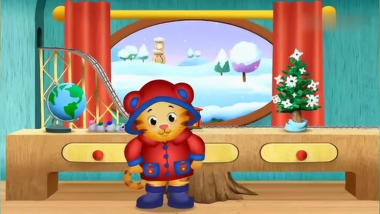 小老虎丹尼尔今年冬天的第一场雪丹尼尔觉得小雪花好漂亮