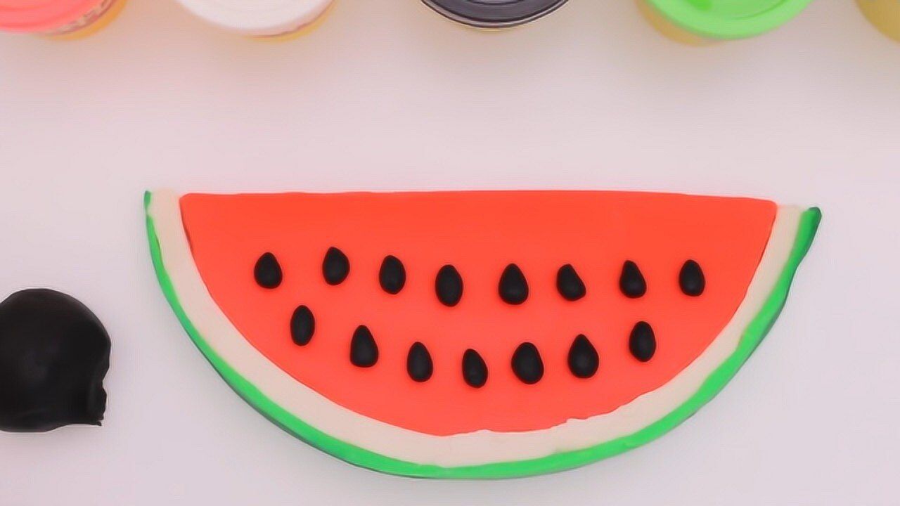 少儿手工教程07 一起用橡皮泥制作一块大西瓜