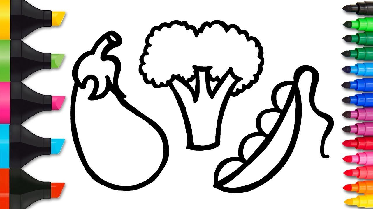 趣味简笔画画茄子西兰花