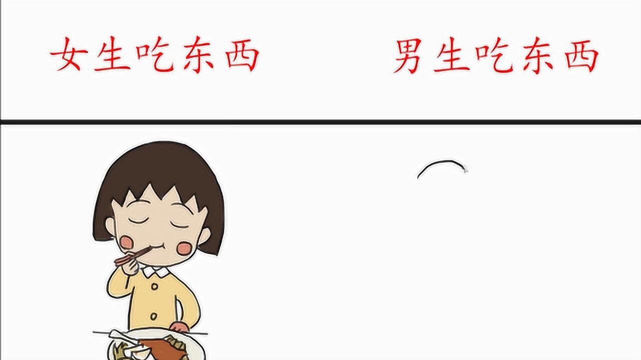 女生吃东西vs男生吃东西,吃得是挺夸张的,但是真的好可爱哦!