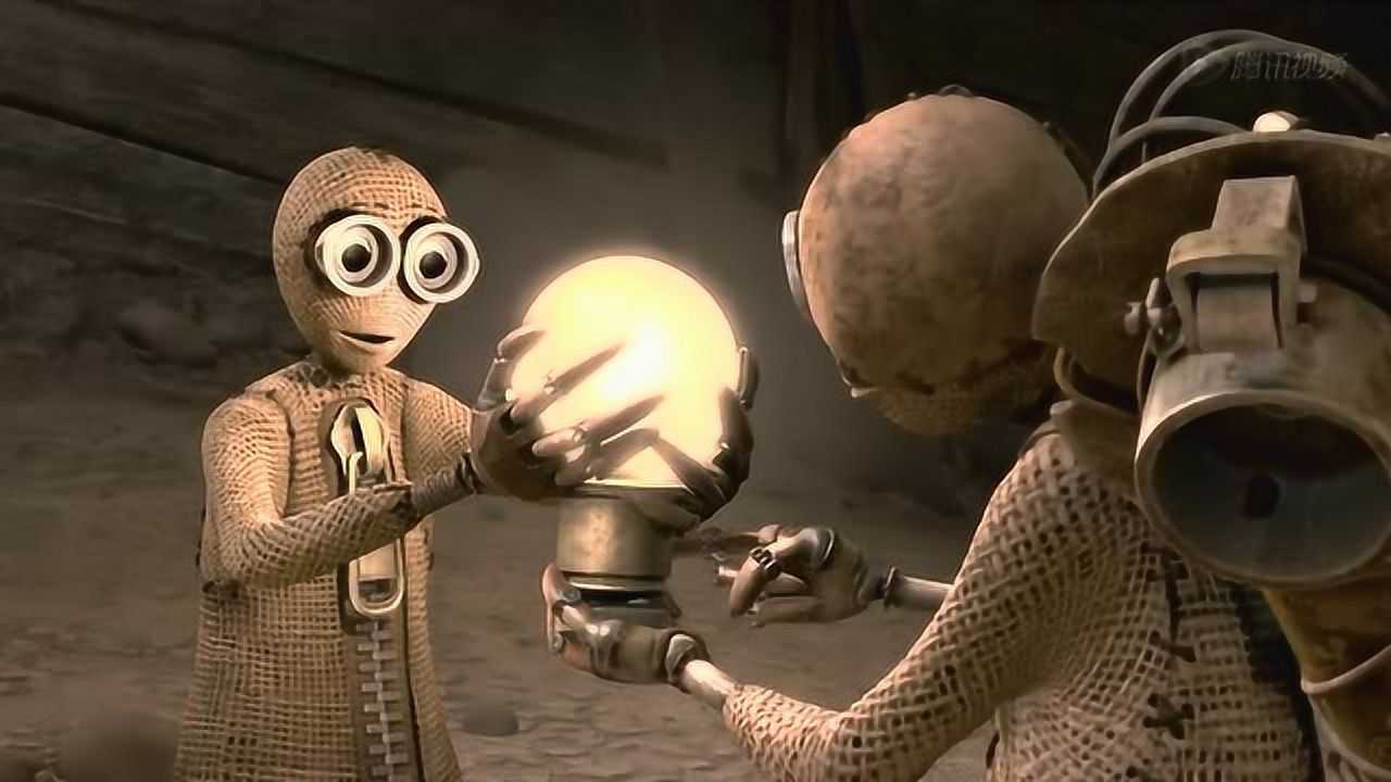 独眼机器人找到了一个电灯泡,并且成功的点亮了它,太好了_电影_高清