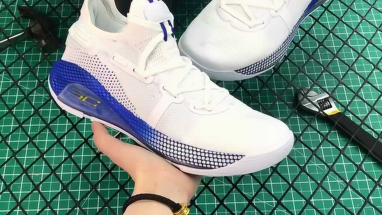 球鞋开箱:库里6白蓝实拍