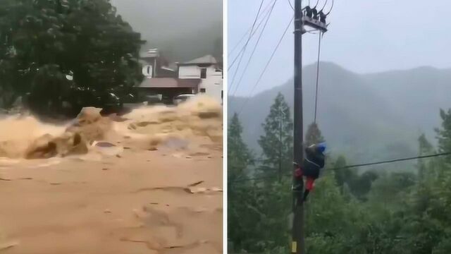 台风来袭浙江安吉10千伏线故障 维修员冒雨恢复1300户用电