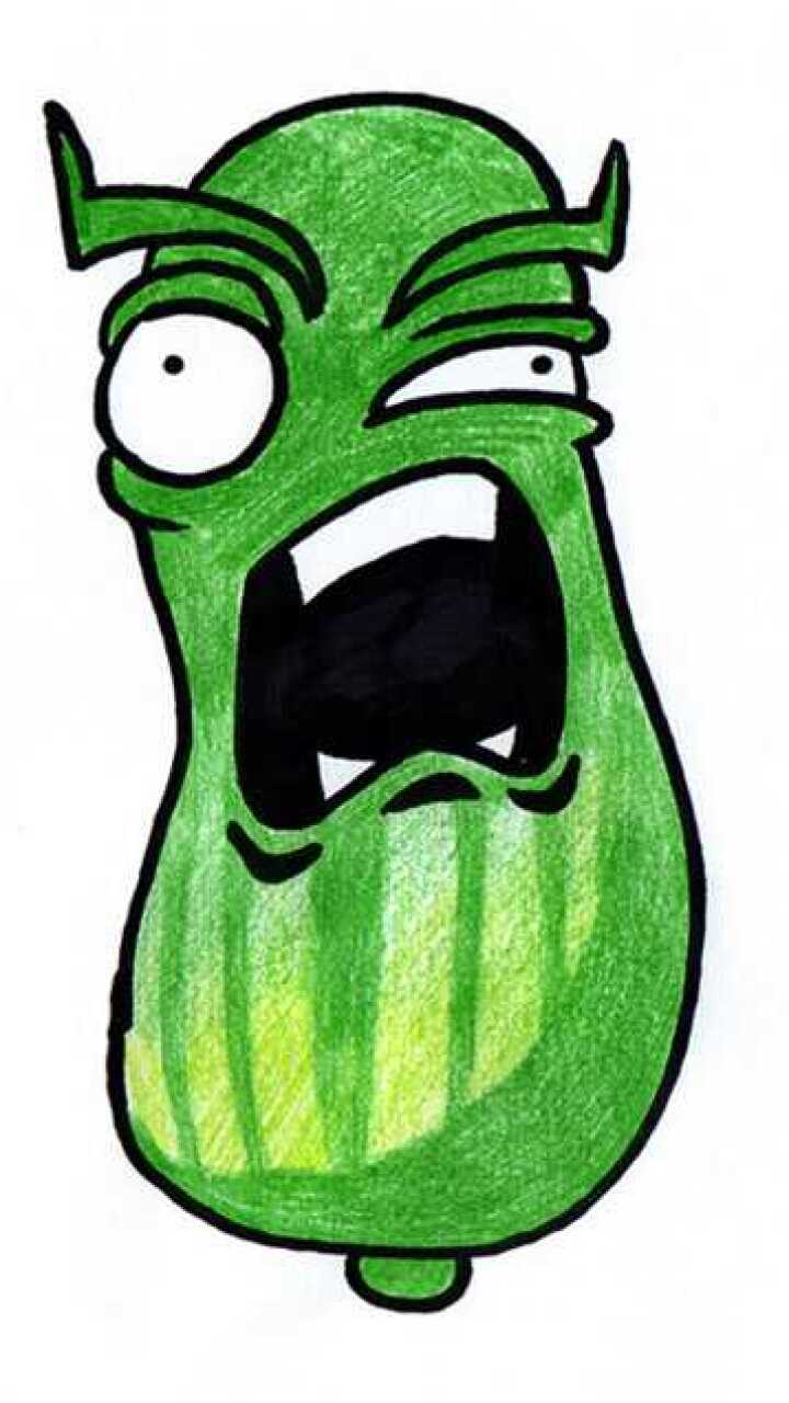 趣味彩铅手绘卡通画,植物大战僵尸之黄瓜!