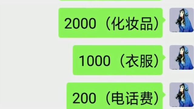 自己说个的话要执行呀!这是我每个月的清单,你可以养我了