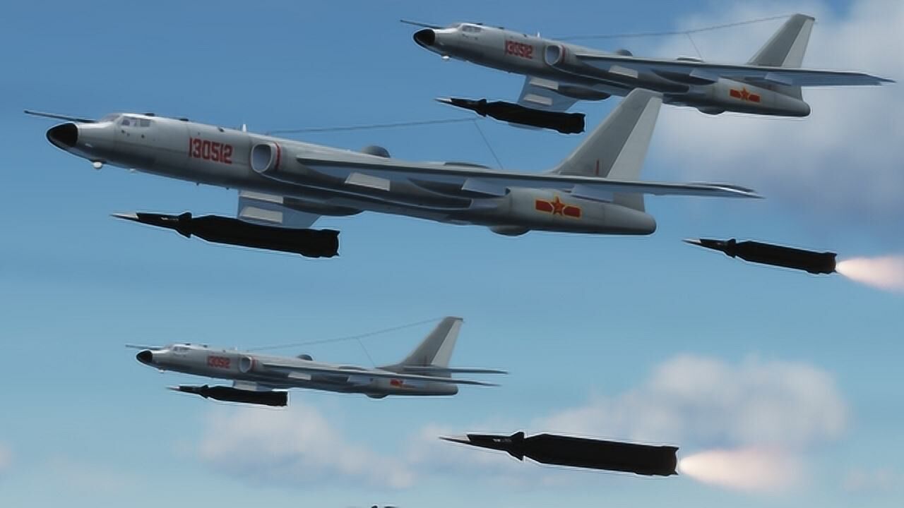 轰6n空射20枚东风17弹道导弹,打击敌方航母!结局非常惨烈!战争模拟