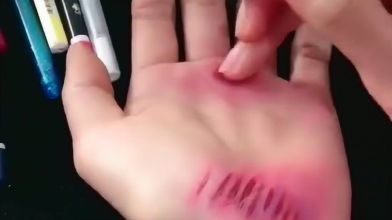 美术生教你画伤口啦只需红笔蓝笔画出的伤口太逼真