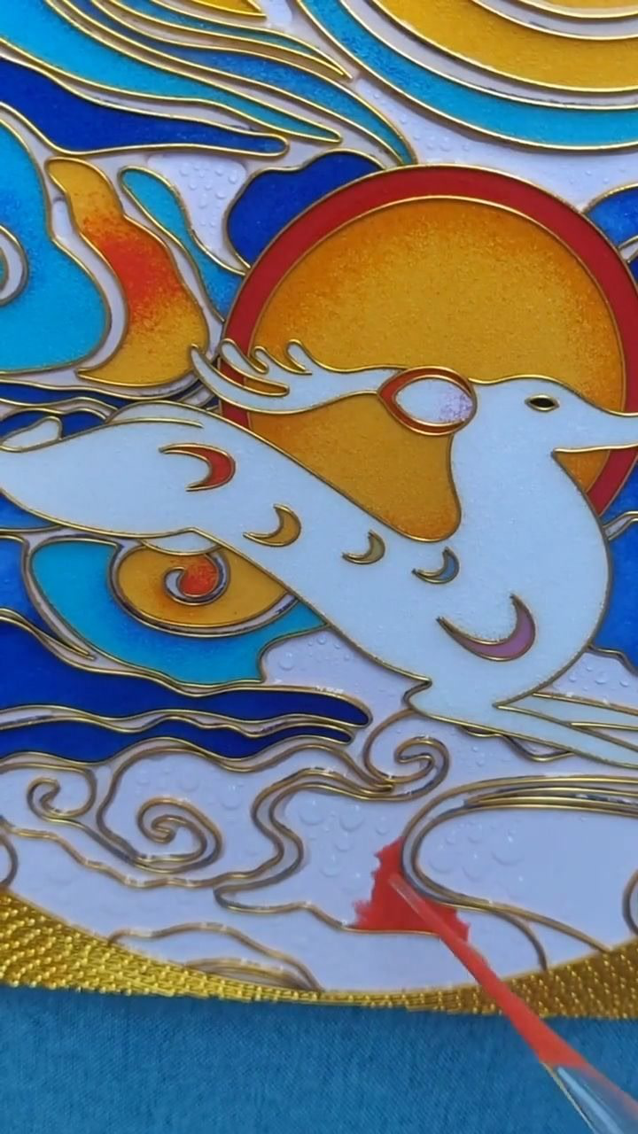 掐丝珐琅:九色鹿的着色步骤