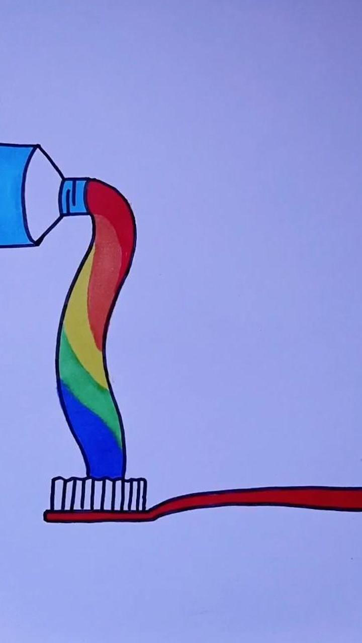 彩虹牙膏简笔画