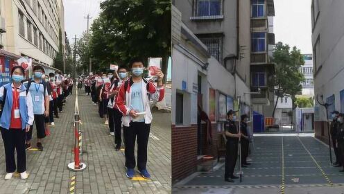 武汉初三开学，学生提前一小时来学校排队：太激动，想同学