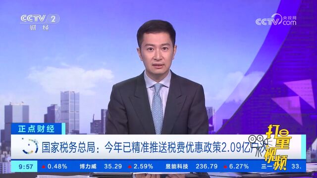 国家税务总局:今年已精准推送税费优惠政策2.09亿户次