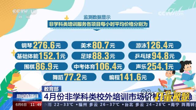 教育部:非学科类校外培训市场价格纳入监测预警