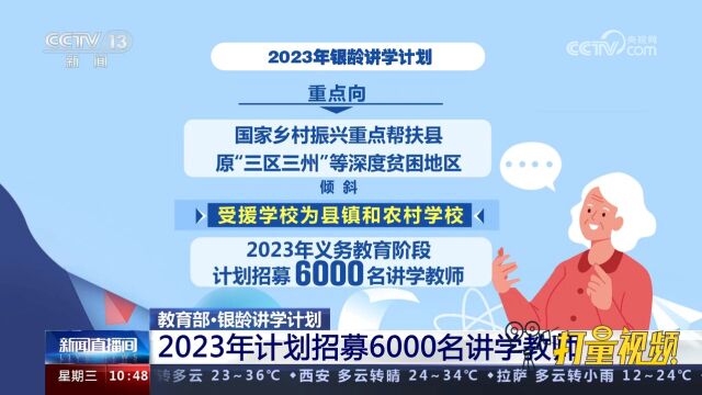 银龄讲学计划2023年计划招募6000名讲学教师,提高农村教育质量