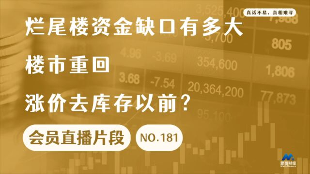 烂尾楼资金缺口有多大,楼市重回涨价去库存以前?【会员直播片段 】