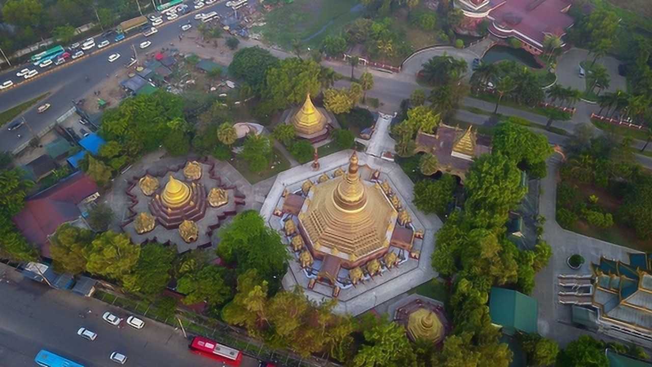 航拍缅甸 第一大城市仰光