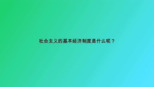 社会主义的基本经济制度是什么呢?