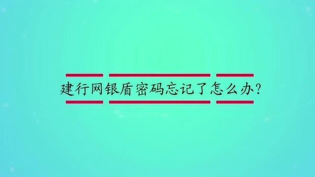 建行网银盾密码忘记了怎么办?