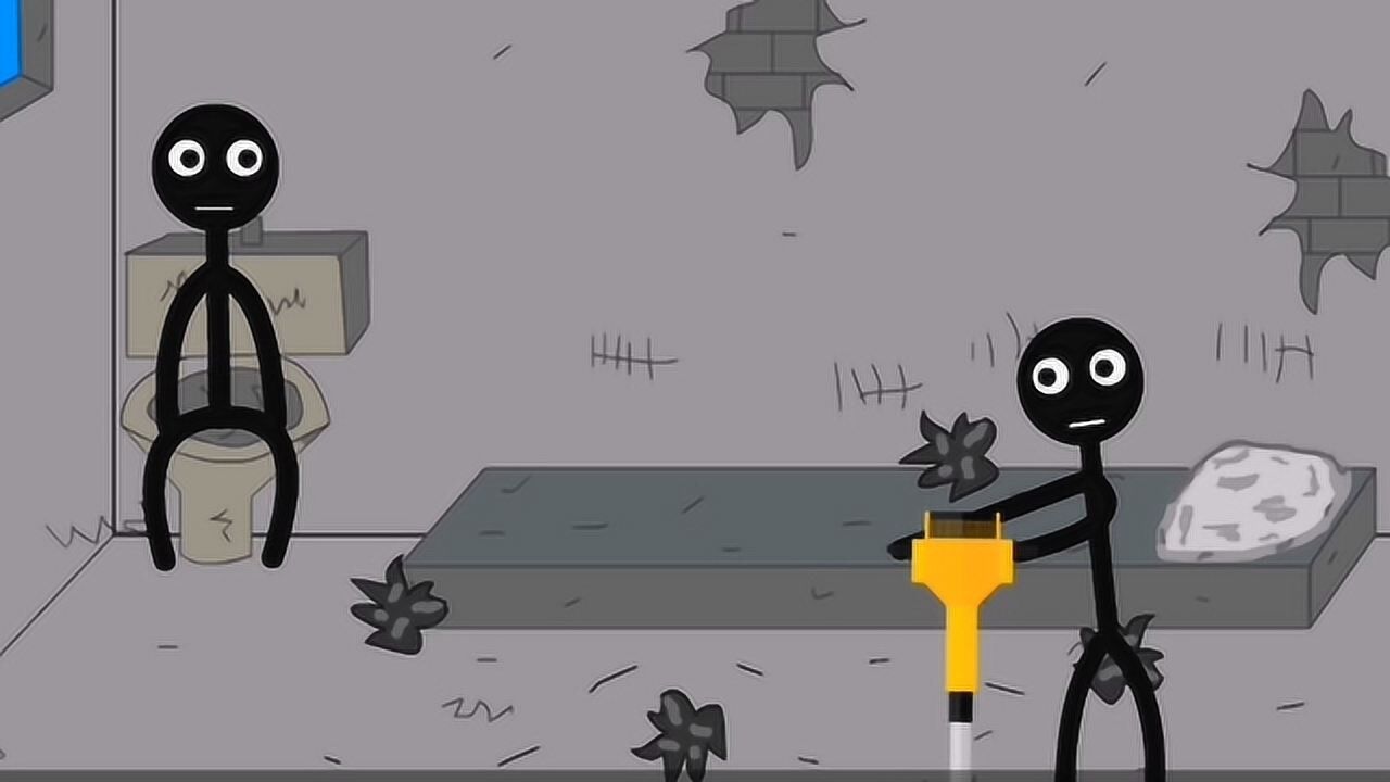 火柴人越狱:挖穿地板吓坏坐在马桶上的哥们