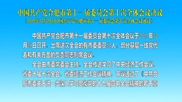 合肥市第十一届委员会第十次全体会议决议