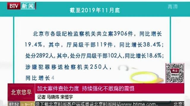 加大案件查处力度 持续强化不敢腐的震慑