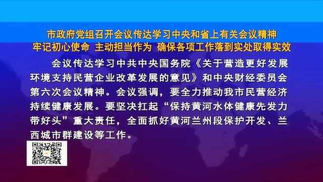 市政府党组召开会议传达学习中央和省上有关会议精神