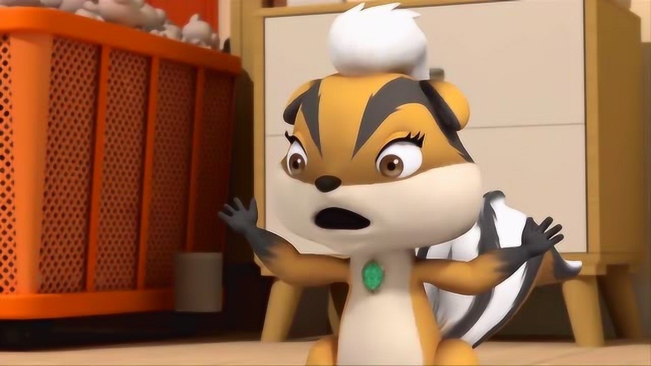 臭鼬为了讨好波伊松,过来偷东西,还对着小熊放屁