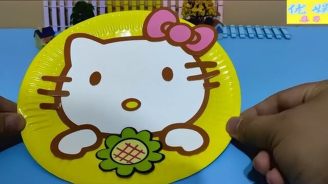 Hello Kitty猫纸盘贴画制作 动手动脑的亲子互动视频