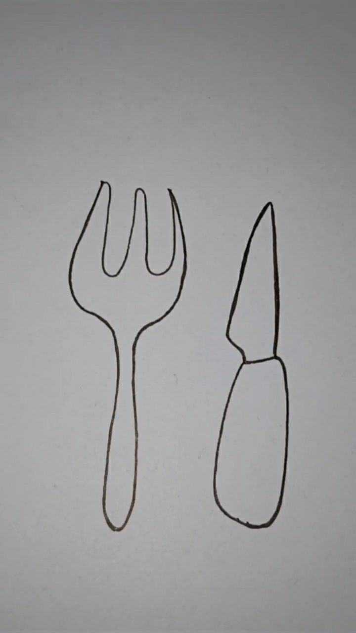 简单易学的刀叉简笔画,宝妈学会赶紧交给你的宝宝