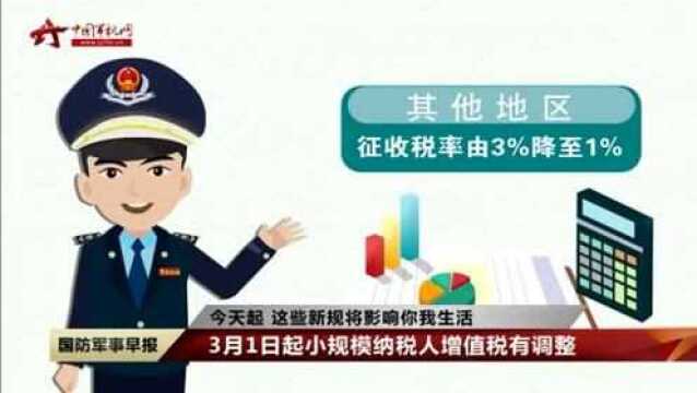 今天起 这些新规将影响你我生活 3月1日起小规模纳税人增值税有调整