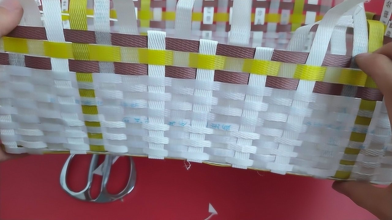 打包带手工编织菜篮子用铁丝加固简单实用的收口教程4k作品