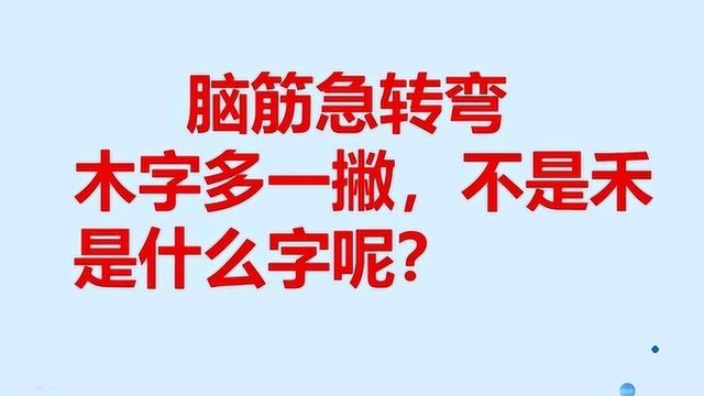 脑筋急转弯:木字多一撇为什么不是“禾”呢?你知道是啥字吗?