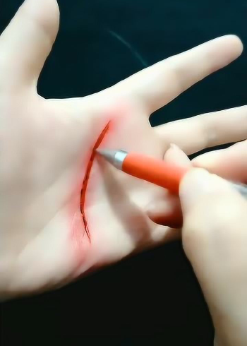 教你如何在手上制作假伤口达到以假乱真的地步