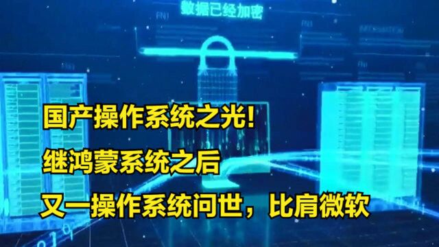 国产操作系统之光!继鸿蒙系统之后,又一操作系统问世,比肩微软