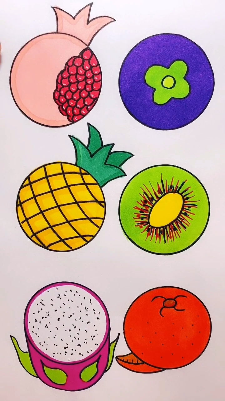 用圆圈画水果