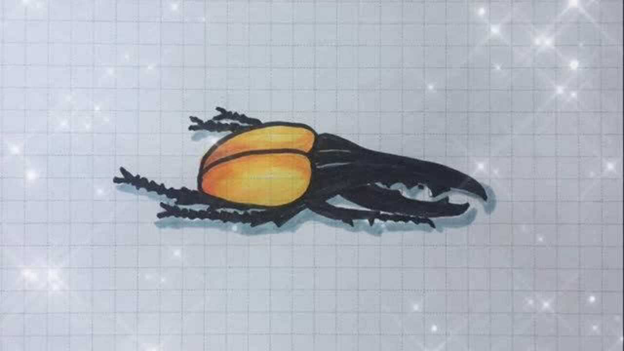 趣味简笔画:长戟大兜虫