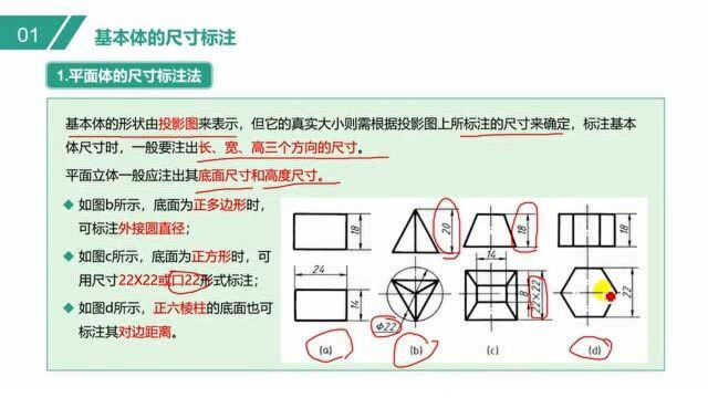 平面体的尺寸标注方法