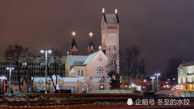 白俄罗斯首都明斯克迷人的冬夜