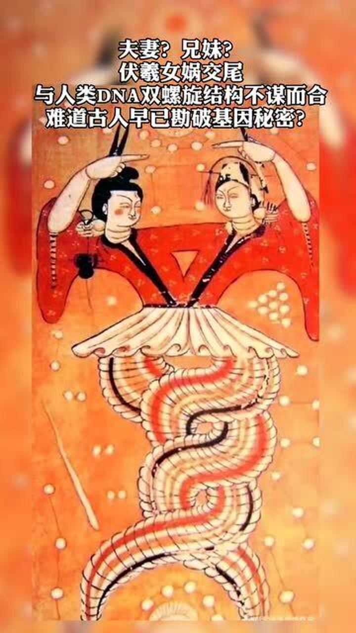 伏羲女娲交尾图伏羲左手执矩女娲右手执规人首蛇身交尾