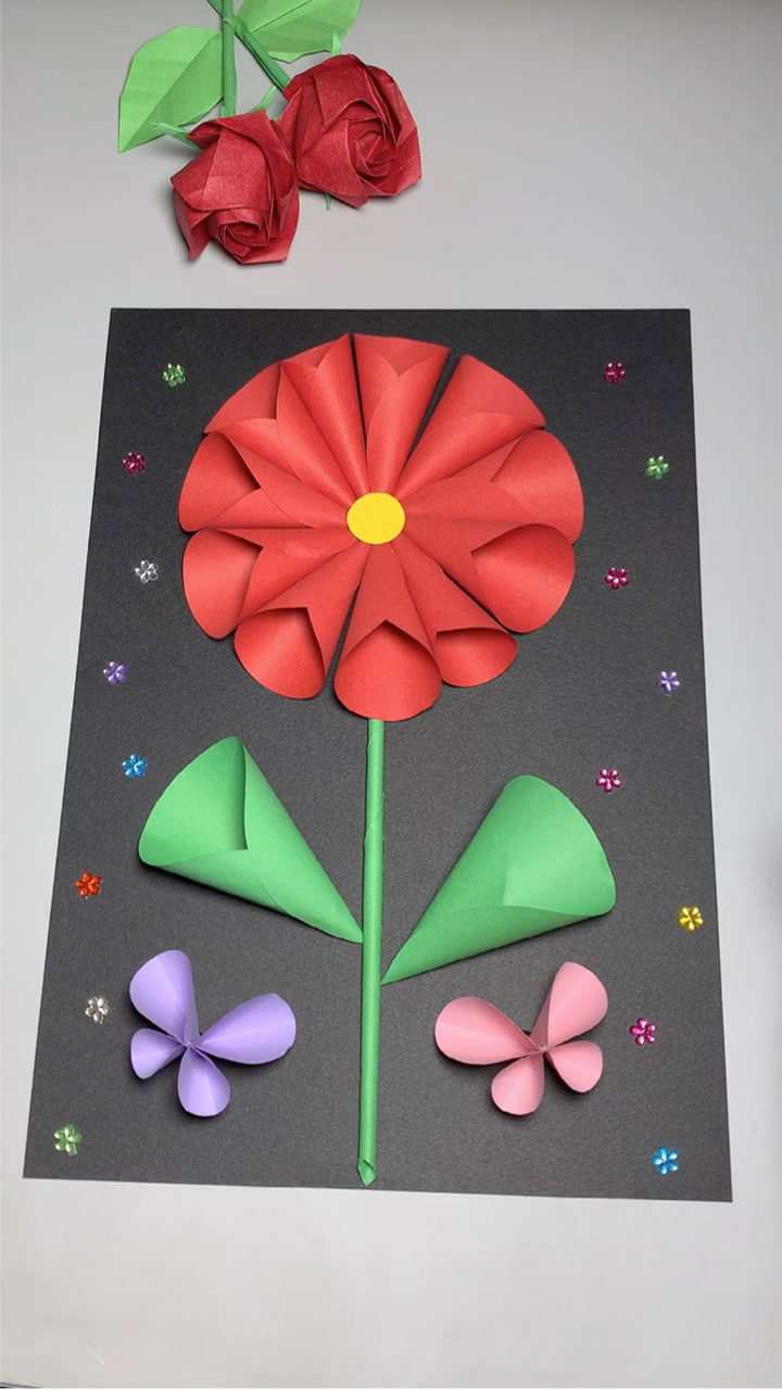 女神节送给老师的立体花朵贺卡
