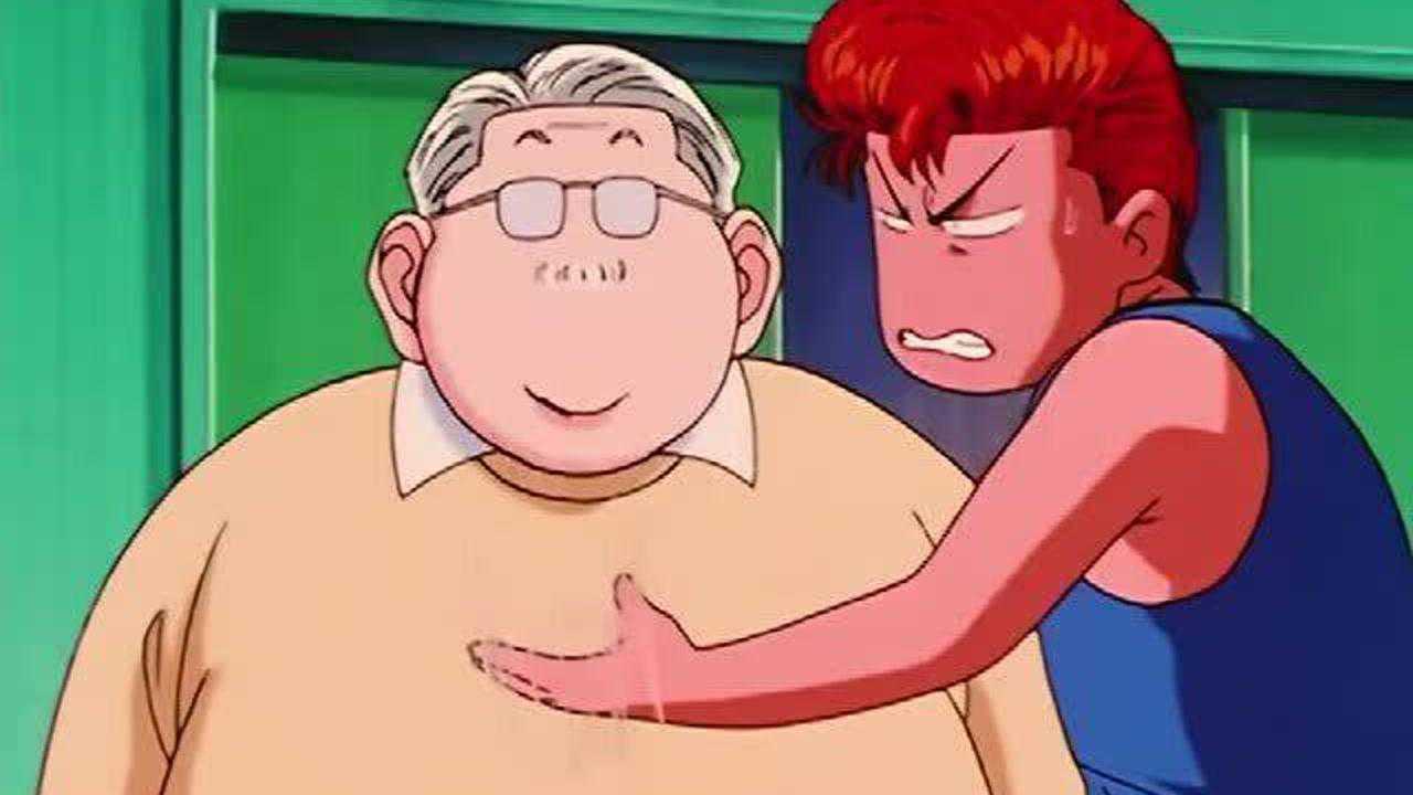 灌篮高手:樱木玩安西教练的双下巴,宫城良田惊呆了_腾讯视频