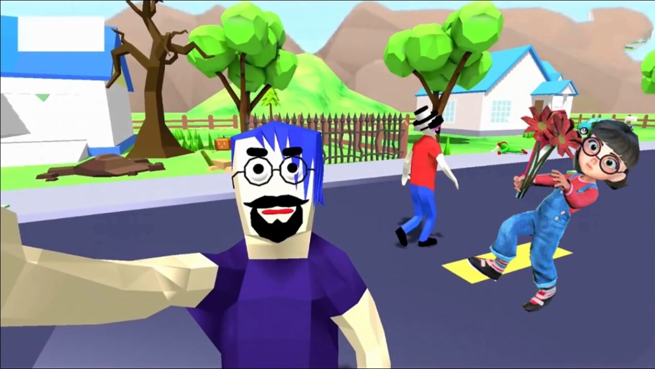 疯狂破坏王塔米破坏王变成了大叔拿出手机和路人自拍