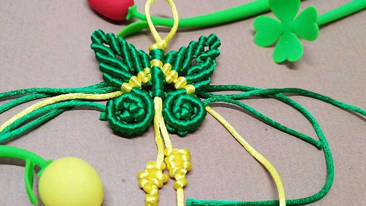 绳艺蝴蝶编织教程:diy手工编织,挂件